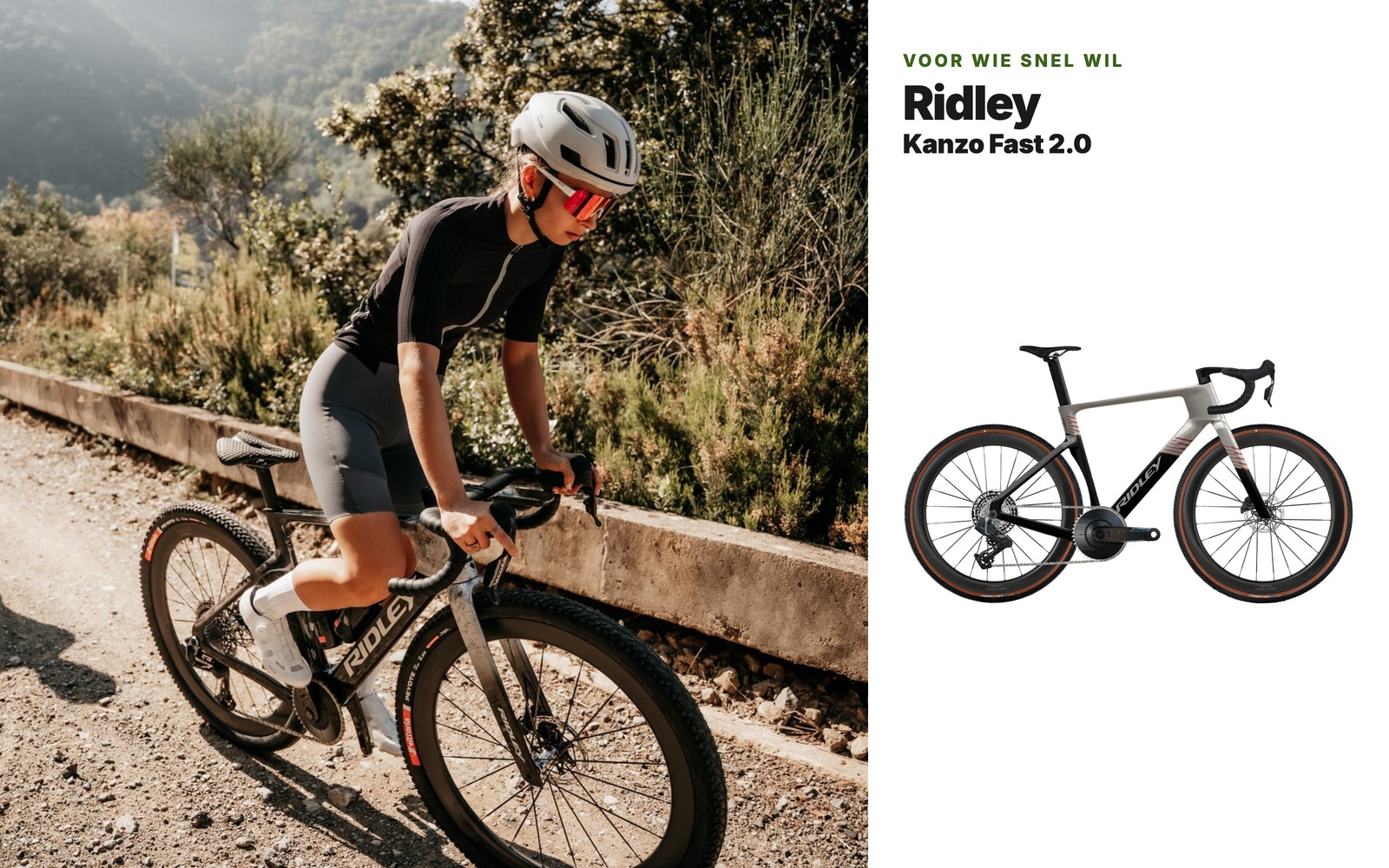 Ridley Kanzo Fast 2.0 aero-gravelbike op een bergweg