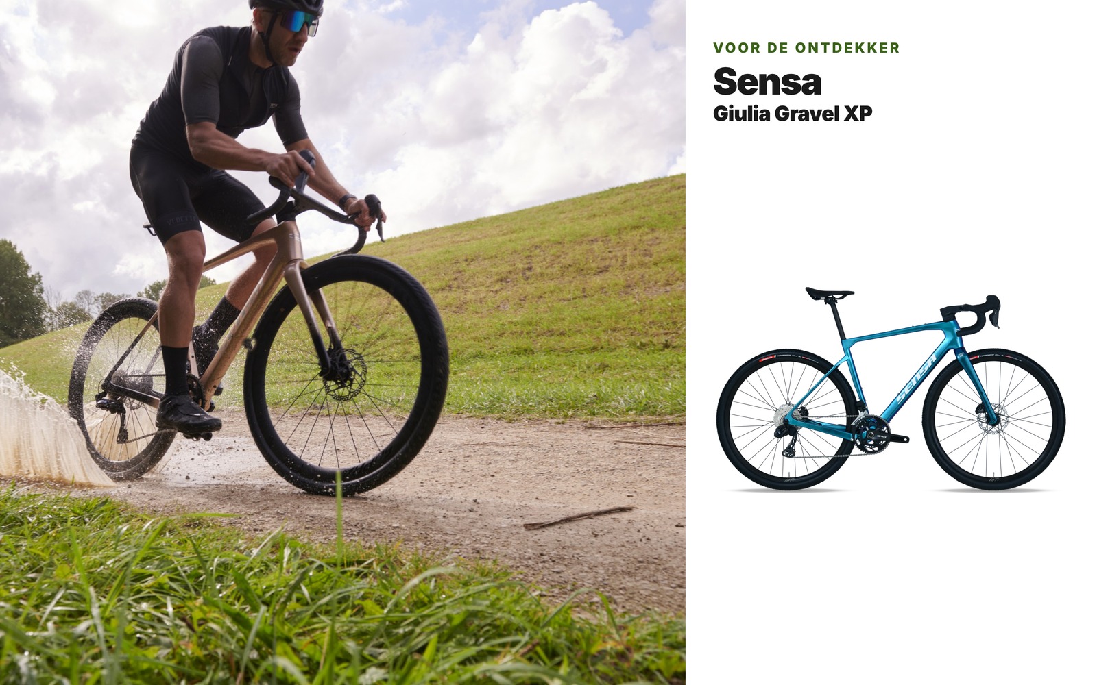 Sensa Giulia Gravel XP gravelbike in actie op grind